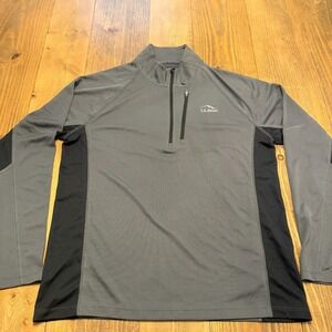LL Bean Pullover Mens Medium 1/4 Zip Performance Shirt Gray 300501 Outdoor